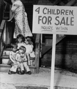 penniless mother children sale Chicago 1948